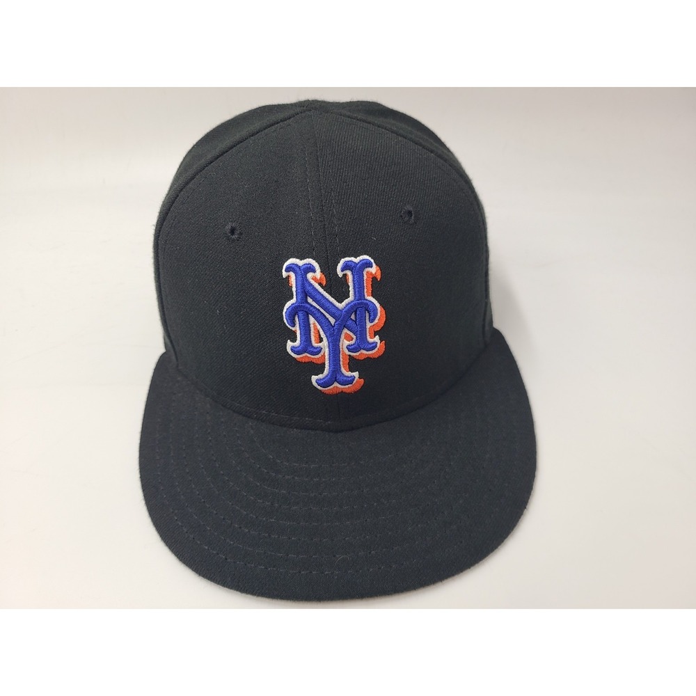 Vintage New York Mets "B" New Era 59Fifty Fitted 7 1/8 Hat Cap MLB *NO BUTTON*
